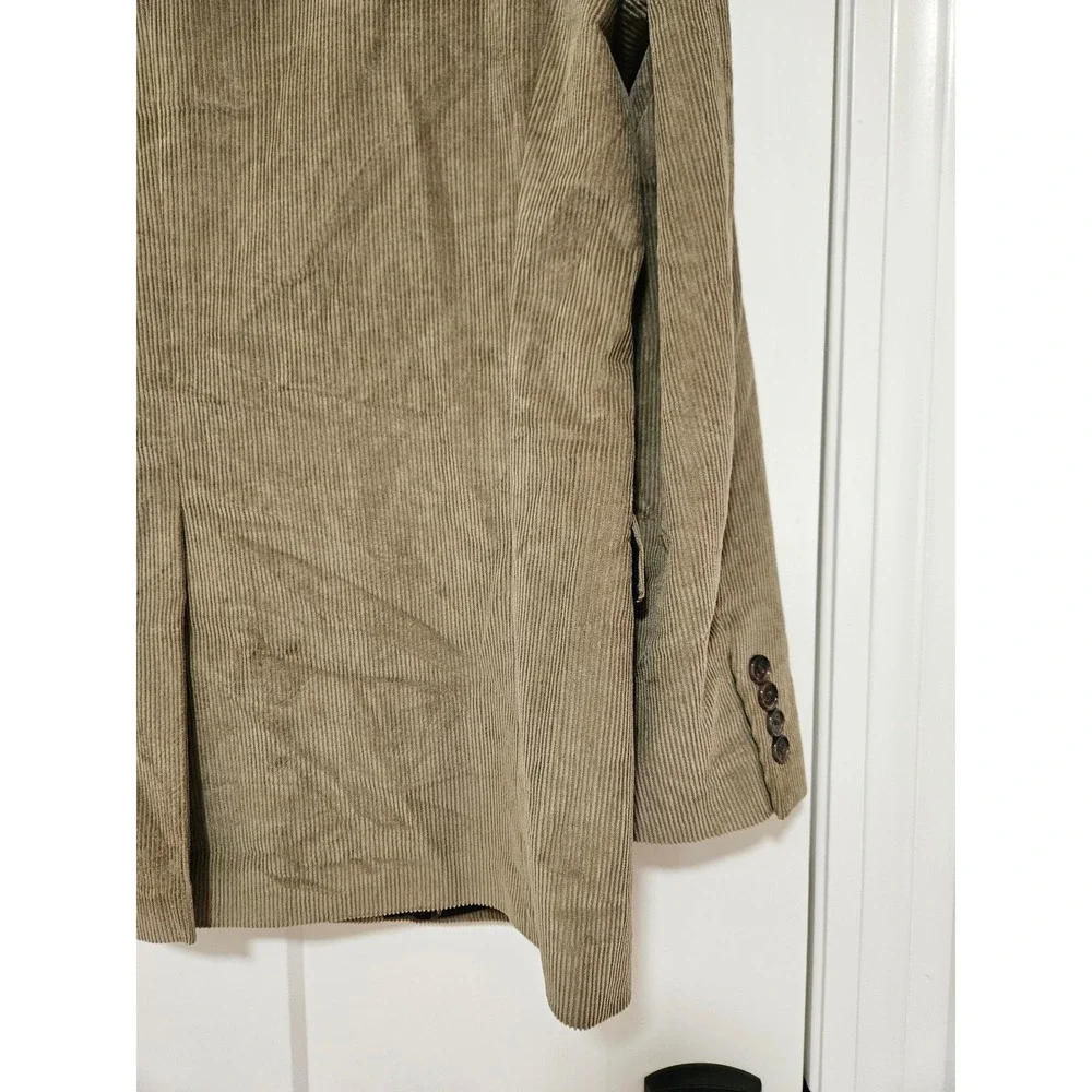 Lauren Ralph Lauren Corduroy Sport Coat Blazer Mens 40R Tan Cotton Bird Lining